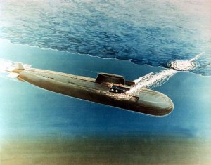 Пуск крылатых ракет с подводной лодки проекта 949